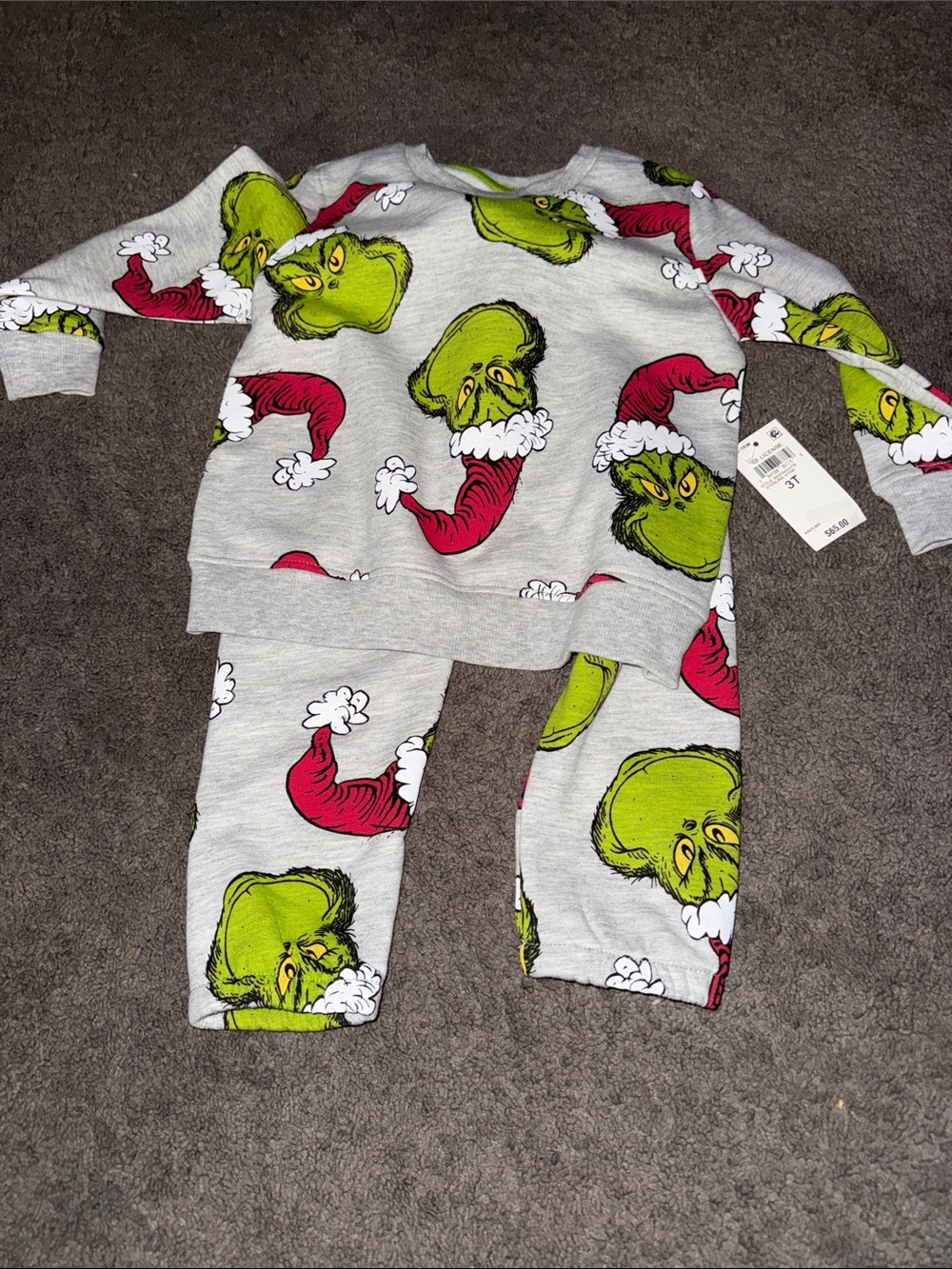 Epic Threads Kids Grinch Pajama Set - Gray, Green & Red